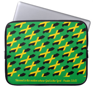 JAMAICA FLAG Customisable Scripture GREEN Laptop Sleeve