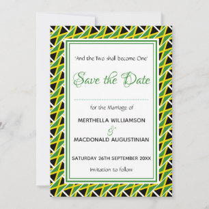 JAMAICA FLAG Customised Scripture Stylish Jamaican Save The Date
