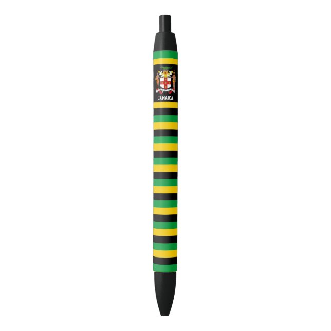 Jamaica Flag Cute Patriotic Black Ink Pen (Front Vertical)