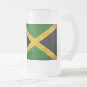 Jamaica Flag Frosted Glass Beer Mug