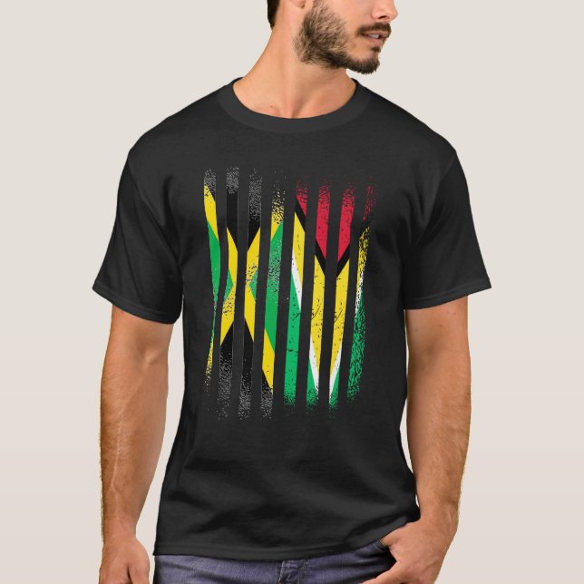 Jamaica Flag Guyana Grown Country Flags Stripes T-Shirt (Front)