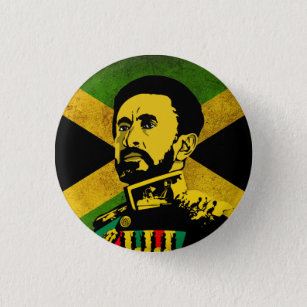 Jamaica Flag - hAILE sELASSIE i - Rasta Button