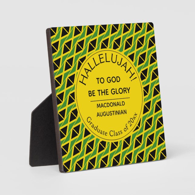 Jamaica Flag HALLELUJAH Personalized Graduate Plaque (Front)