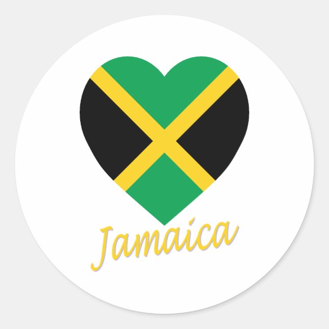 Jamaica Flag Heart Classic Round Sticker (Front)