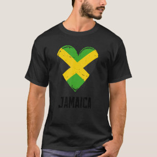 Jamaica Flag Heart Love Retro Vintage Jamaican Her T-Shirt