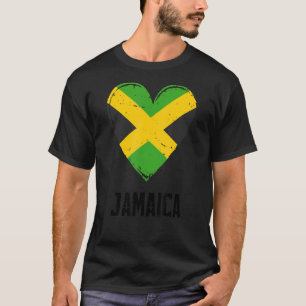 Jamaica Flag Heart Love Retro Vintage Jamaican Her T-Shirt