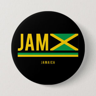 Jamaica Flag ISO Code Alpha 3 Design  7.5 Cm Round Badge