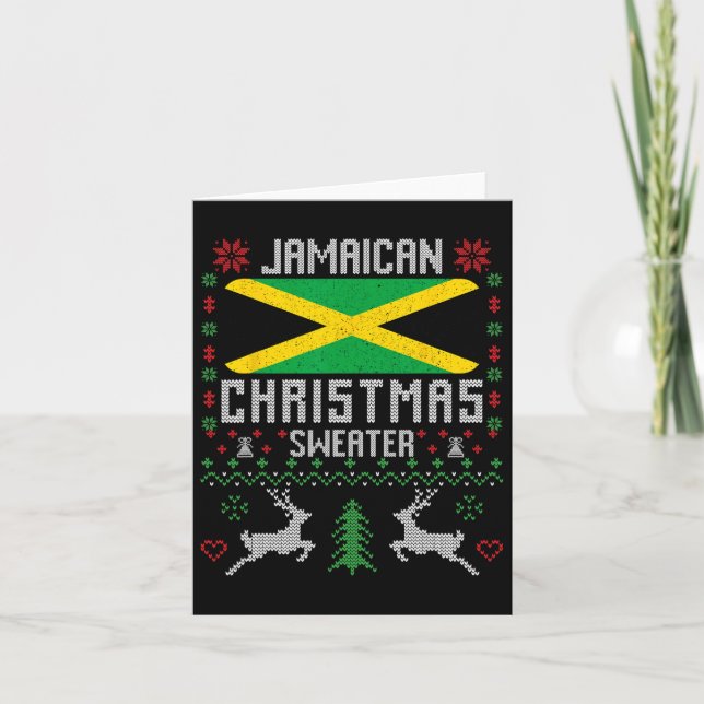 Jamaica Flag Jamaican Christmas Sweater  Card (Front)