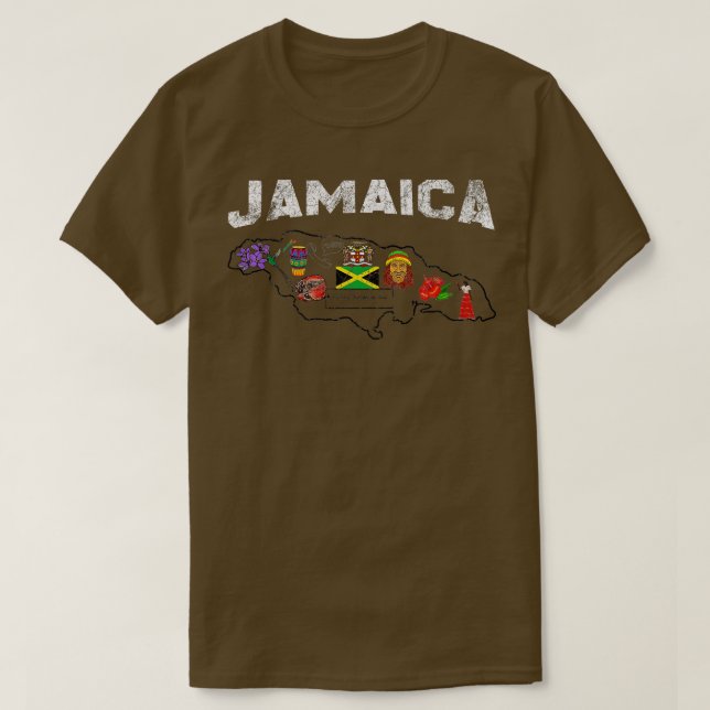 jamaica flag jamaican map Jamaican National Symbol T-Shirt (Design Front)