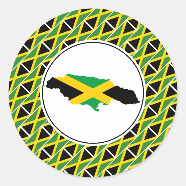 JAMAICA FLAG Jamaican Map Stylish Patriotic Classic Round Sticker (Front)