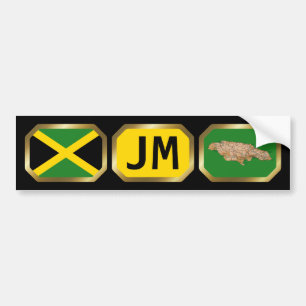 Jamaica Flag Map Code Bumper Sticker