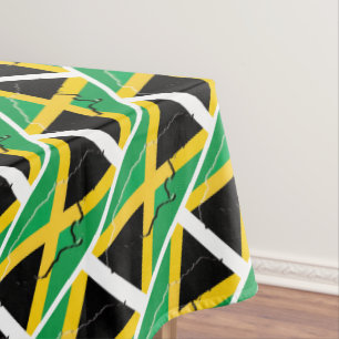 JAMAICA Flag Map Stylish Patriotic Geometric Tablecloth