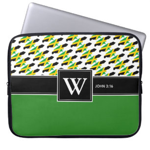 JAMAICA FLAG Monogram Christian Scripture Laptop Laptop Sleeve