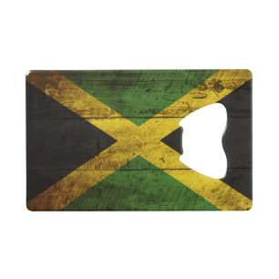 Jamaica Flag on Old Wood Grain