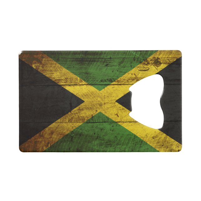 Jamaica Flag on Old Wood Grain (Front (Horizontal))