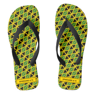 JAMAICA FLAG Patriotic Custom Scripture Carnival Flip Flops