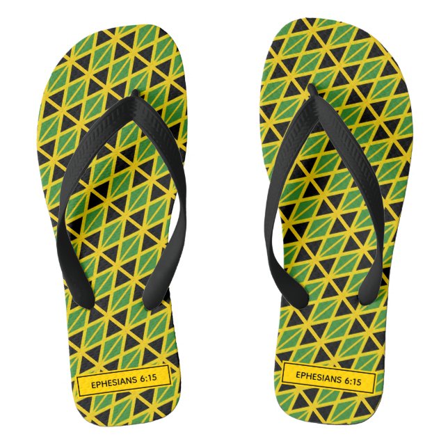 JAMAICA FLAG Patriotic Custom Scripture Carnival Flip Flops (Footbed)