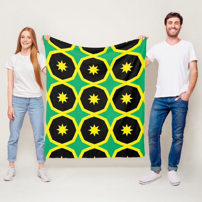 Jamaica flag pattern fleece blanket (In Situ)