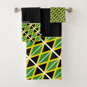 JAMAICA FLAG Personalised Scripture Jamaican BLACK Bath Towel Set