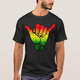 Jamaica Flag Rasta Hawaii Shaka Sign  ArtRetro Sha T-Shirt