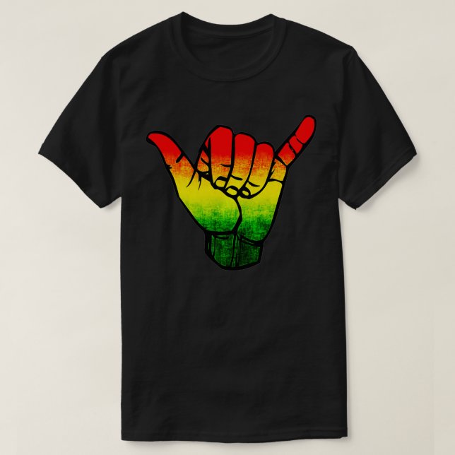 Jamaica Flag Rasta Hawaii Shaka Sign Jamaican Shak T-Shirt (Design Front)