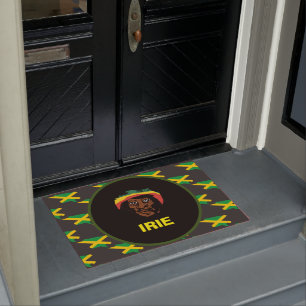 Jamaica flag ,Rastafarian head ,Jamaica  Doormat