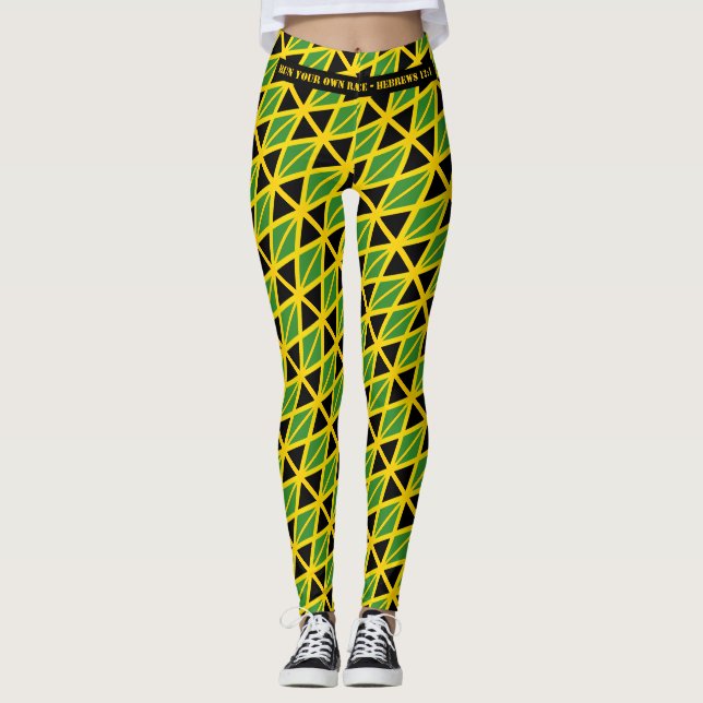 JAMAICA FLAG Scripture RUN YOUR RACE Personalised Leggings (Front)