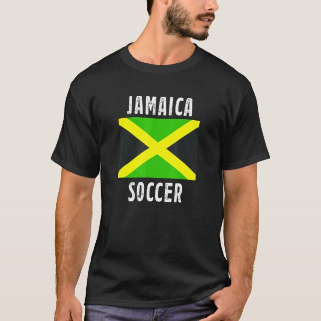 Jamaica Flag Soccer Jamaican T-Shirt (Front)