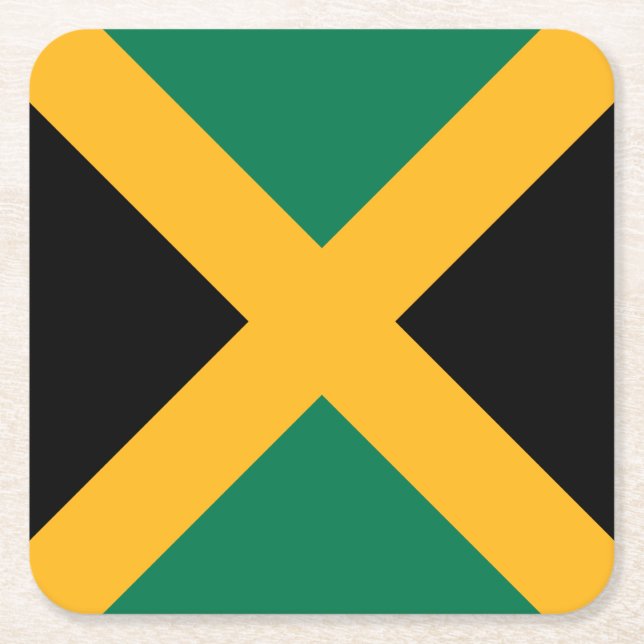 Jamaica Flag Square Paper Coaster (Front)