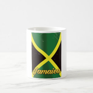 Jamaica flag vintage travel poster coffee mug
