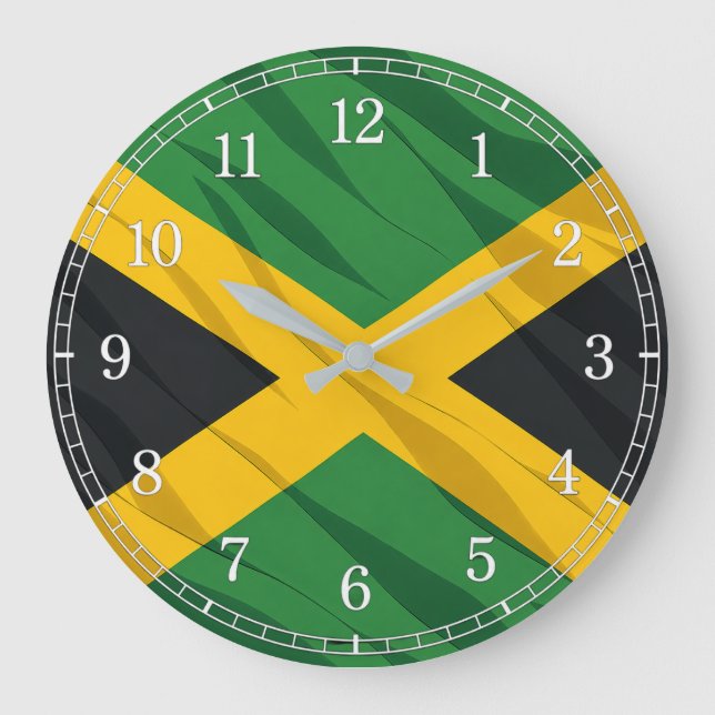 Jamaica Flag Wall Clock — Waving Flag Design (Front)
