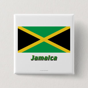 Jamaica Flag with Name 15 Cm Square Badge