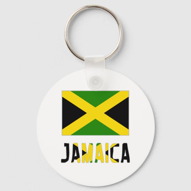 Jamaica Flag & Word Key Ring (Front)