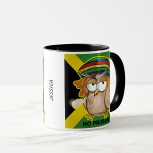  Jamaica Funny Rasta Smoking Owl Customisable Name Mug