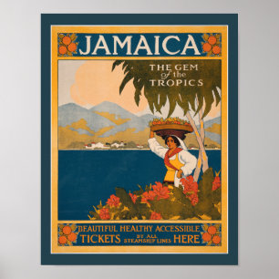 Jamaica Gem of The Tropics 1910 Nouveau Travel Poster