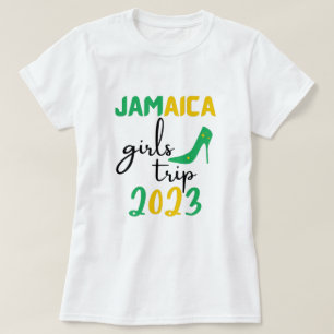 Jamaica Girls Trip 2023 group matching, green text T-Shirt