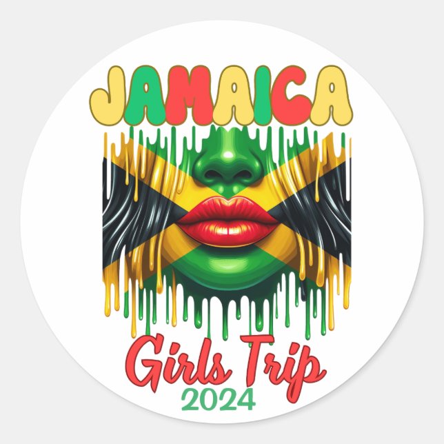Jamaica Girls Trip 2024 Tropical Beach Getaway Classic Round Sticker (Front)