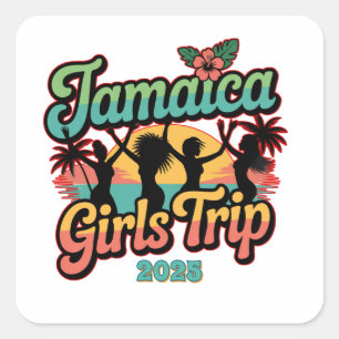 Jamaica Girls Trip Squad 2025 Tropical Vibes Square Sticker