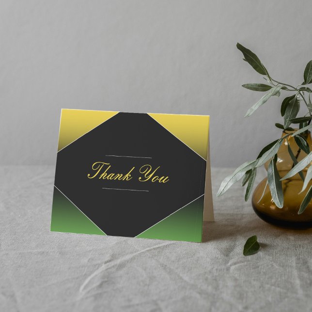 Jamaica Green Black & Gold Caribbean Elegant  Thank You Card (Jamaica Green Black & Gold Caribbean Elegant Thank You Card
)