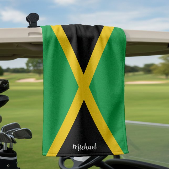 Jamaica Green Black & Gold Jamaican Flag  Golf Towel (Creator Uploaded)
