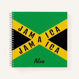 Jamaica Green Black & Gold Jamaican Flag Name Notebook