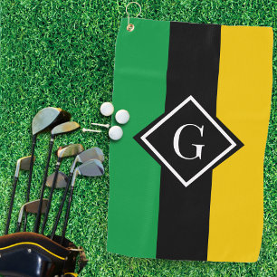 Jamaica Green Black & Gold Jamaican Initial Golf Towel