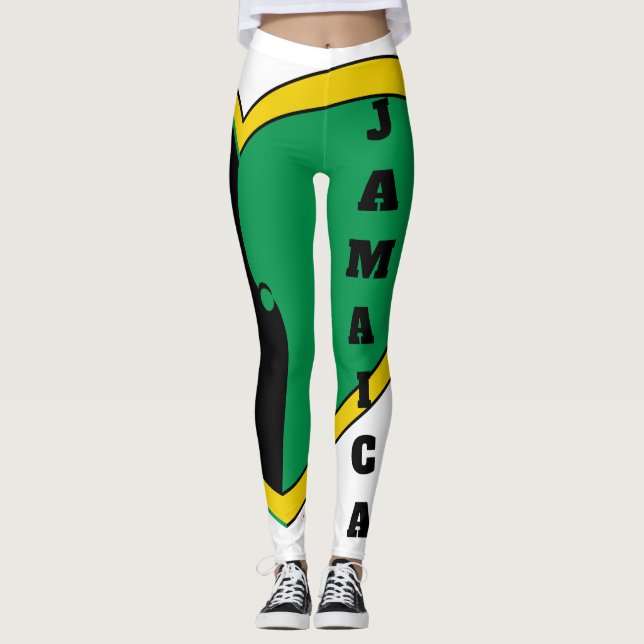 Jamaica Green, Gold & Black Flag Leggings (Front)