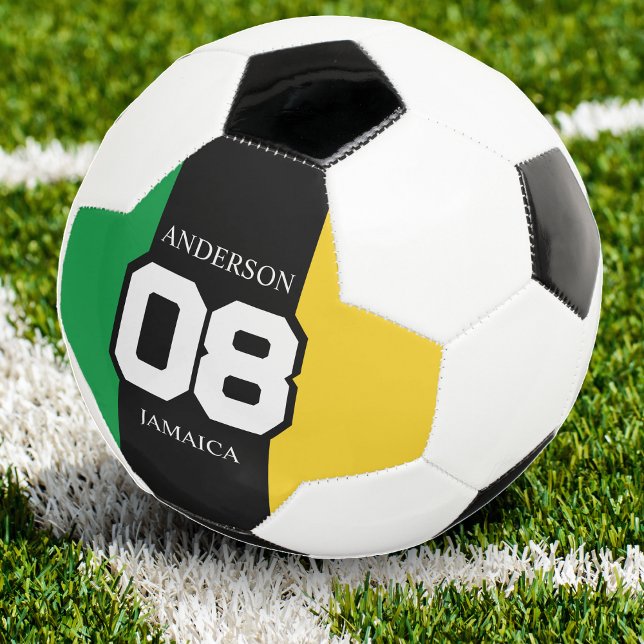 Jamaica Green Gold Team Number Last Name Jamaican Football (jamaica colors soccer ball)