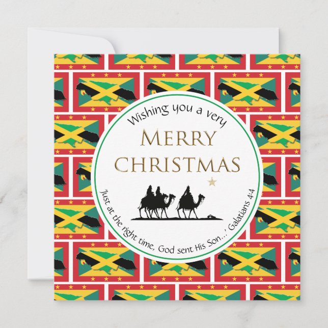 JAMAICA GRENADA Dual Flag Three Wise Men Christmas Holiday Card (Front)