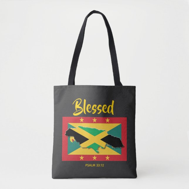 JAMAICA GRENADA FLAG | Dual Heritage | BLESSED Tote Bag (Front)