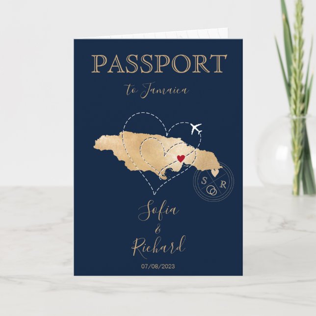 Jamaica Heart Destination Wedding Passport  Invitation (Front)