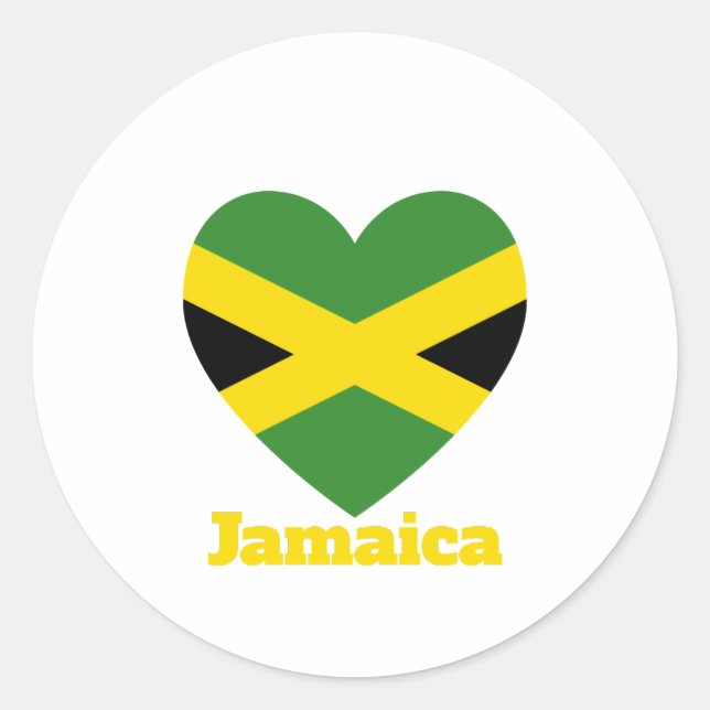 Jamaica Heart Flag  Classic Round Sticker (Front)