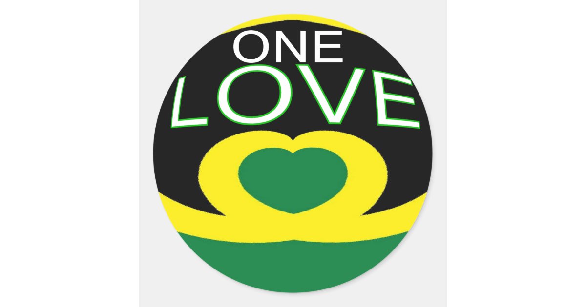Jamaica heart flag one love heart design classic round ...