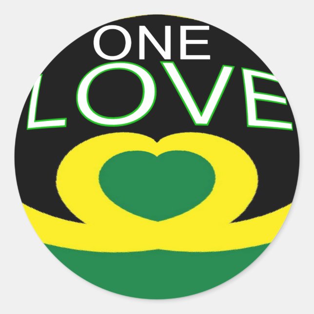 Jamaica heart flag one love heart design classic round sticker (Front)